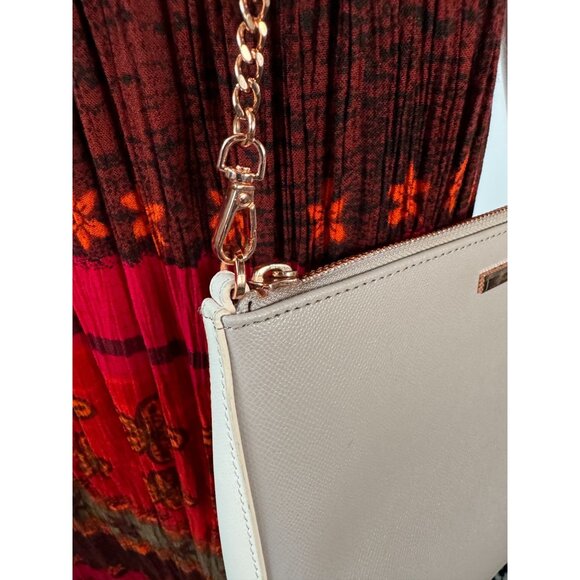 Ted Baker Women's Gray Crossbody Bag W/ Rose Gold Chain & Animal Print Lining - Picture 8 of 16